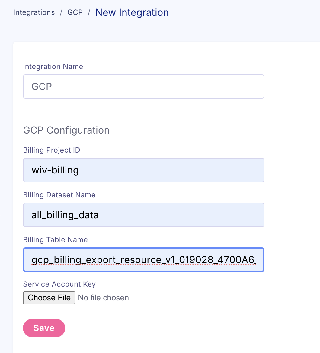 Wiv platform GCP integration completion screen