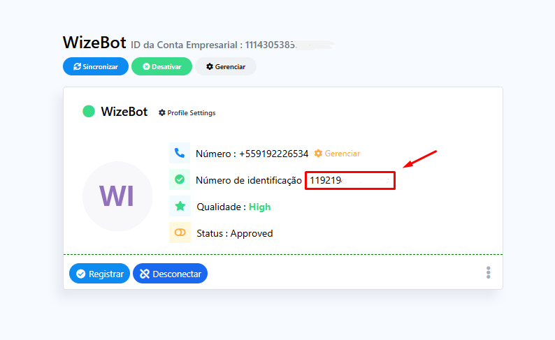 Identificação do Phone Number ID