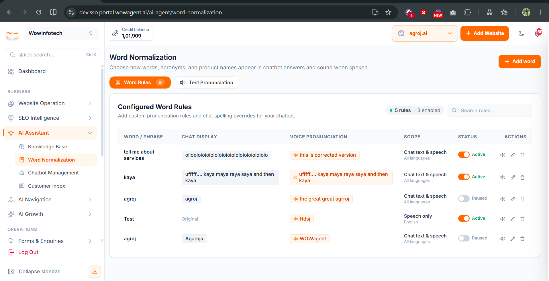 Configured Word Rules