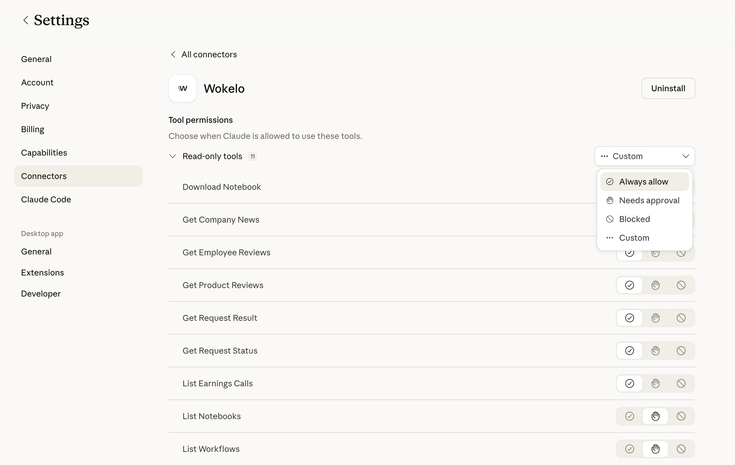 Configure tool permissions in Claude