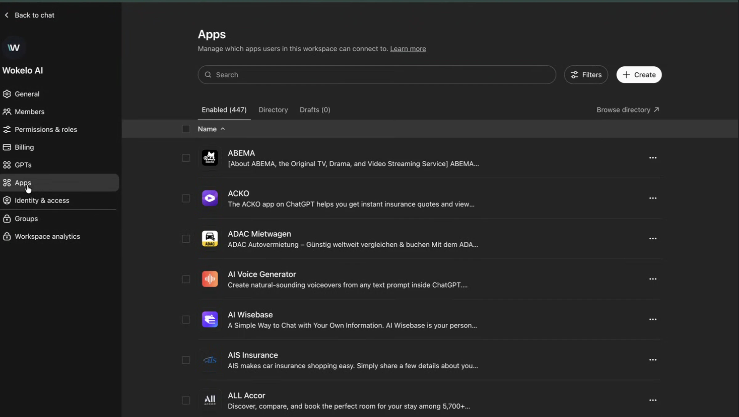 Create a new app in ChatGPT