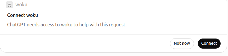 ChatGPT asks to connect the woku app for the conversation