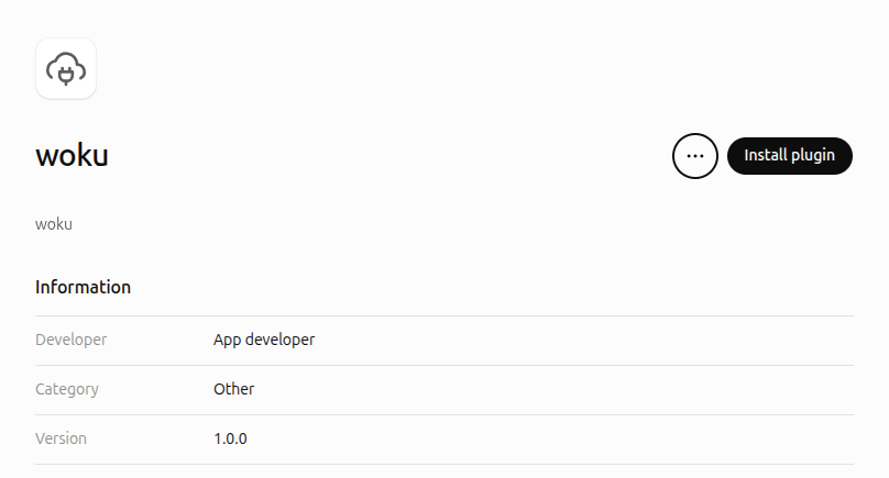 woku plugin page in ChatGPT with the Install plugin button