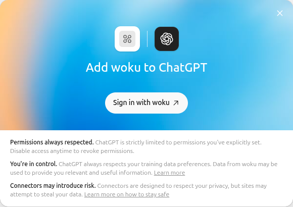 ChatGPT sign-in dialog for woku