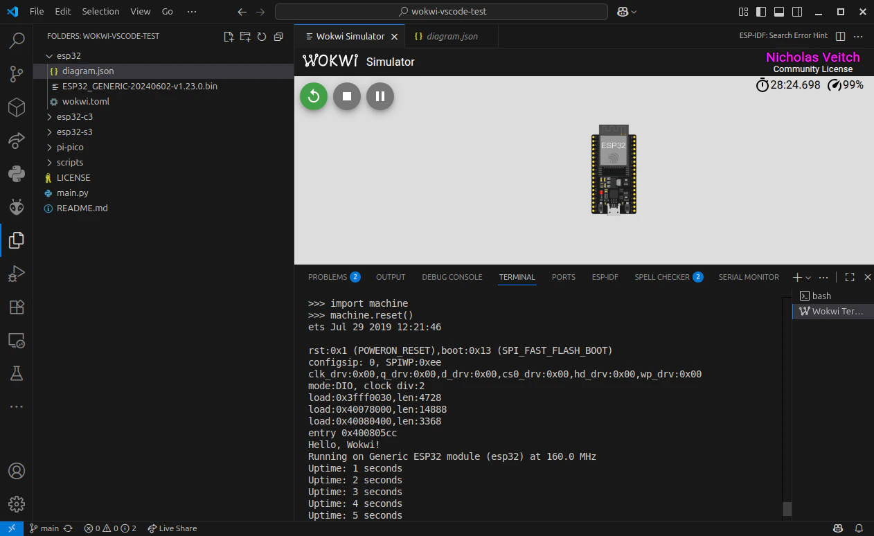 Automatically running the main.py code on reset