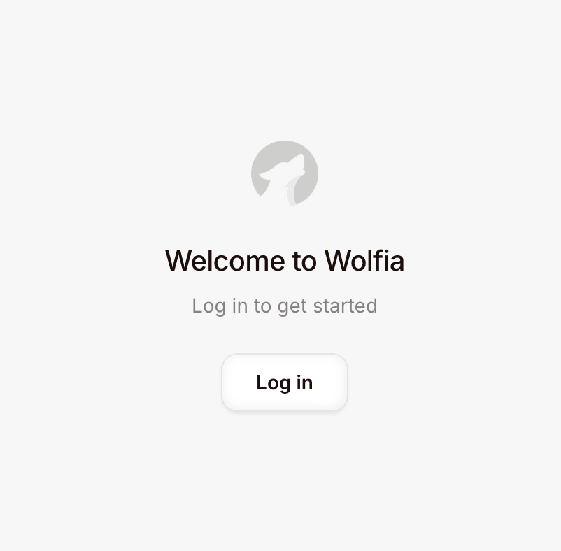Welcome to Wolfia log in screen
