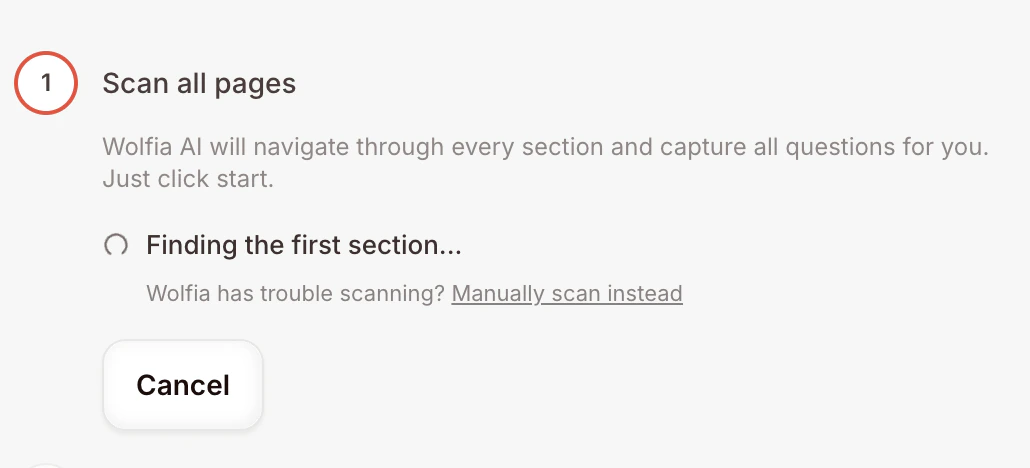 Manually scan instead link shown during auto-scan