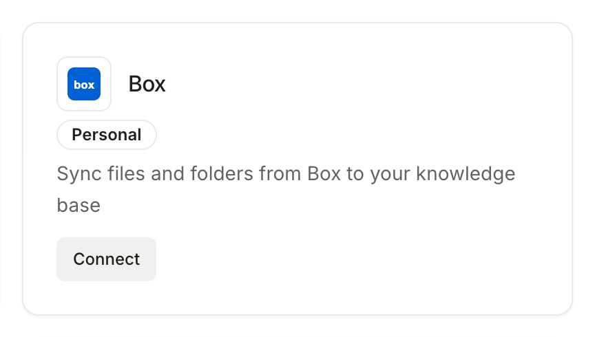 The Box card in the Knowledge Hub