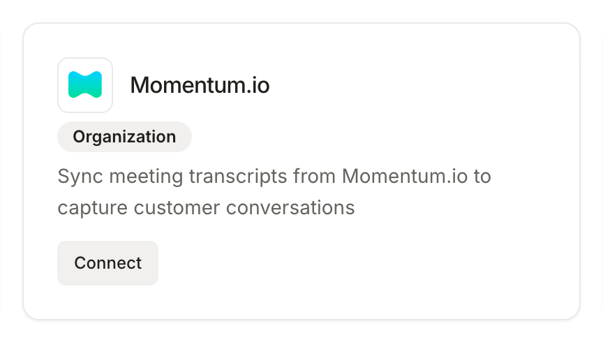 The Momentum card in the Knowledge Hub