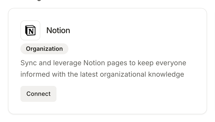 The Notion card in the Knowledge Hub