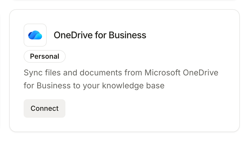 The Onedrive card in the Knowledge Hub