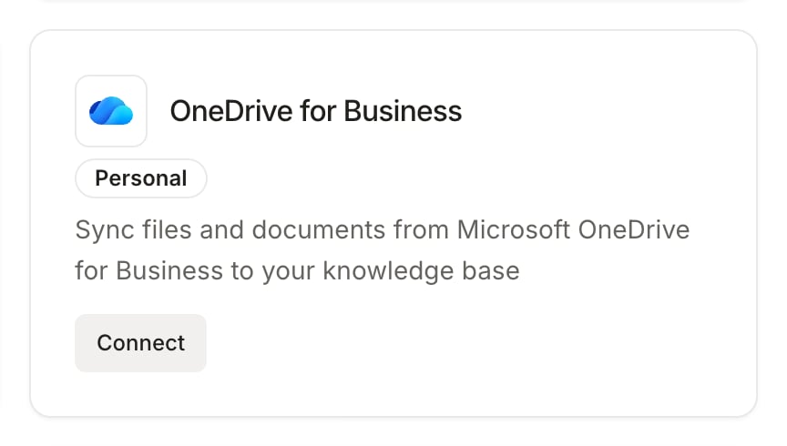 The Onedrive card in the Knowledge Hub