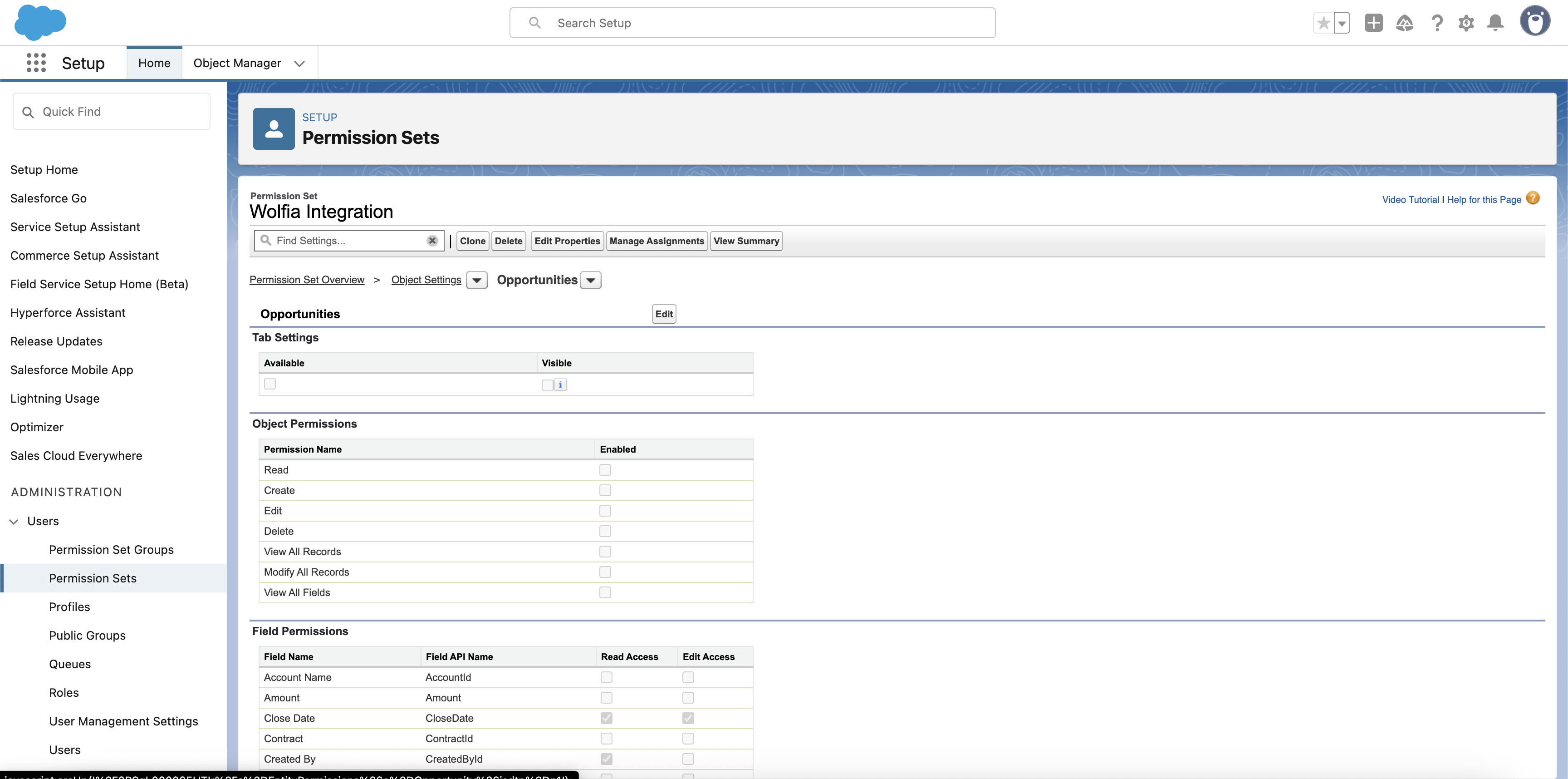 Opportunities Object Permissions