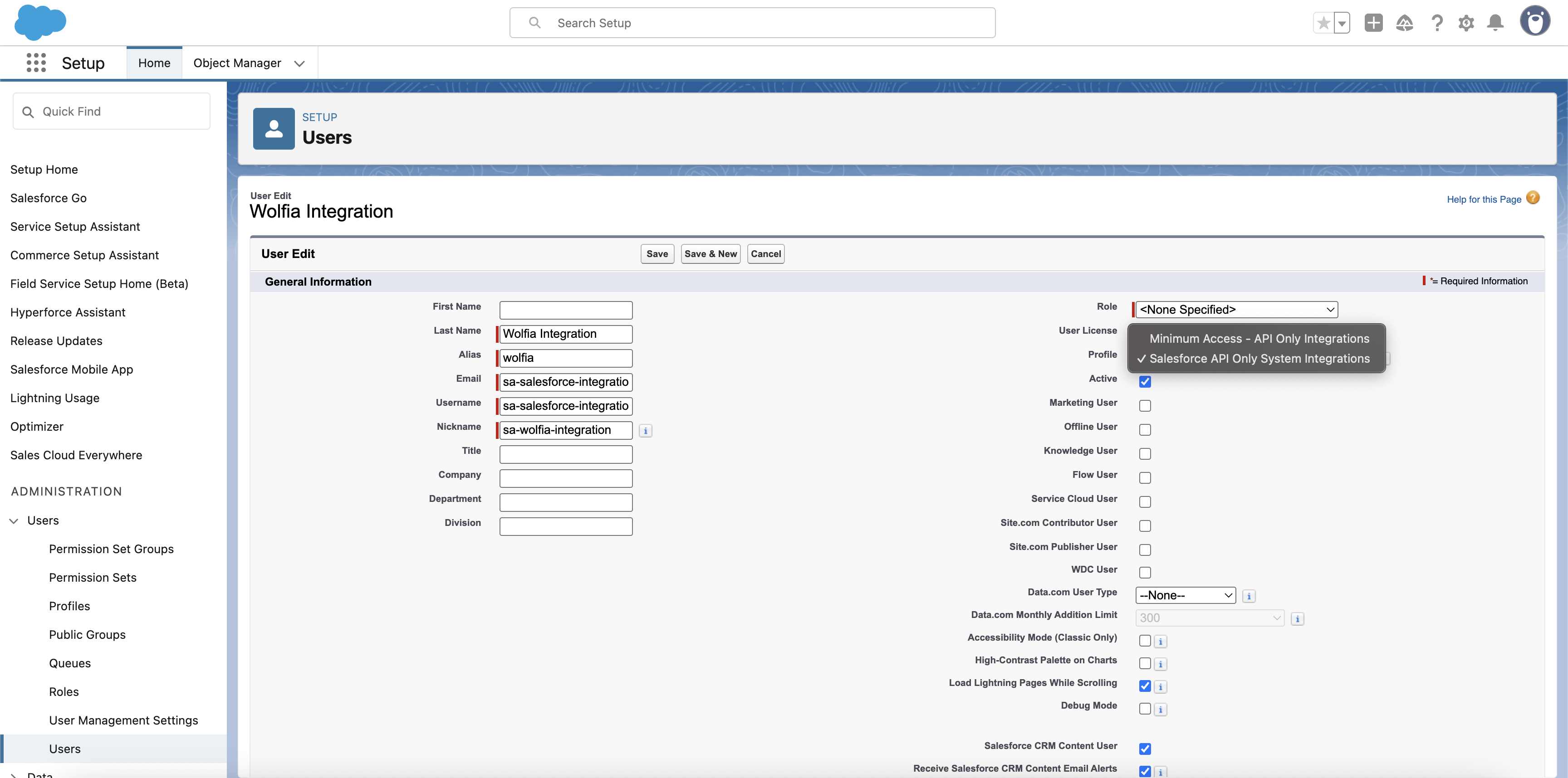 User Profile Selection