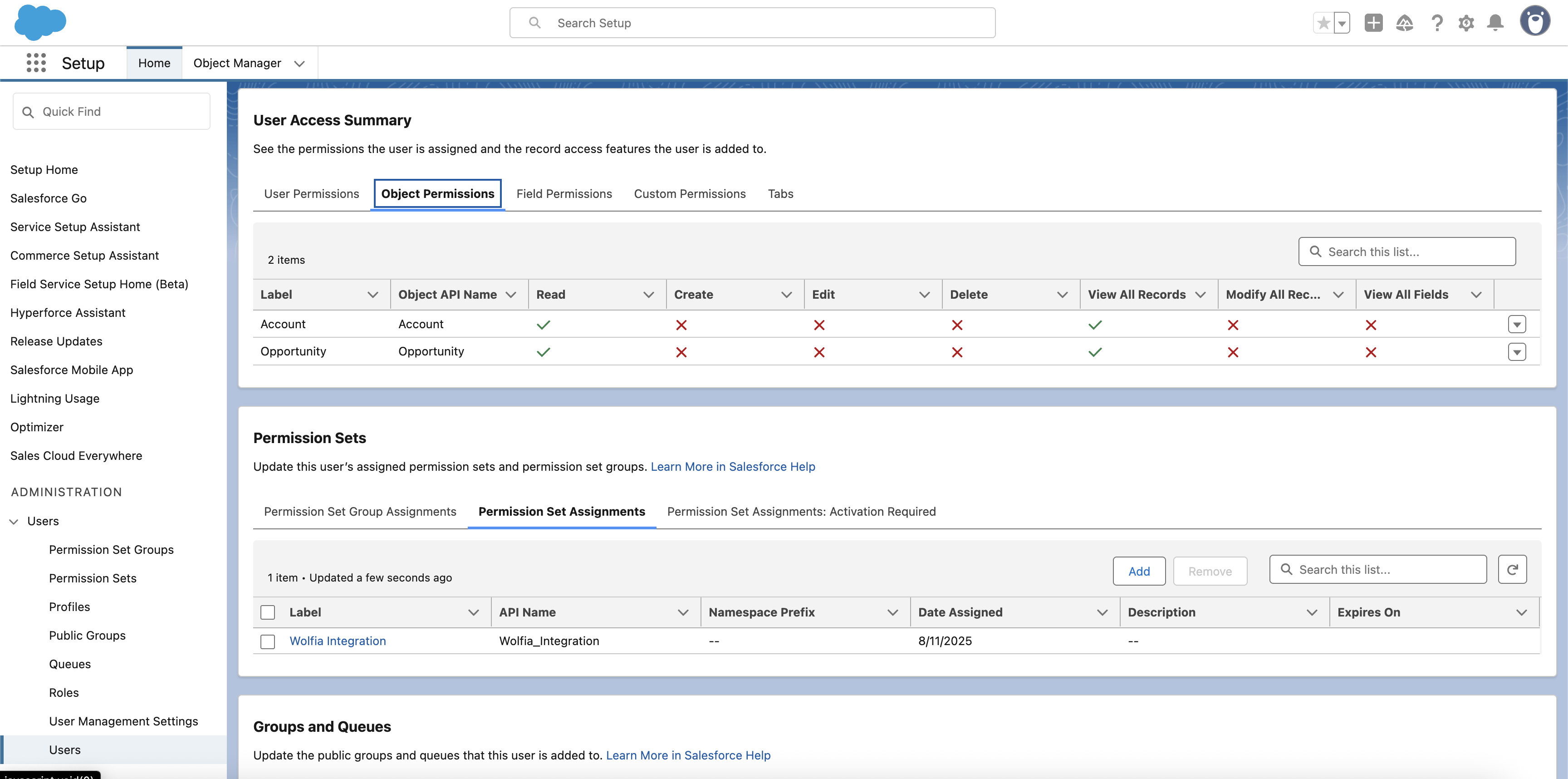 Object Permissions Tab