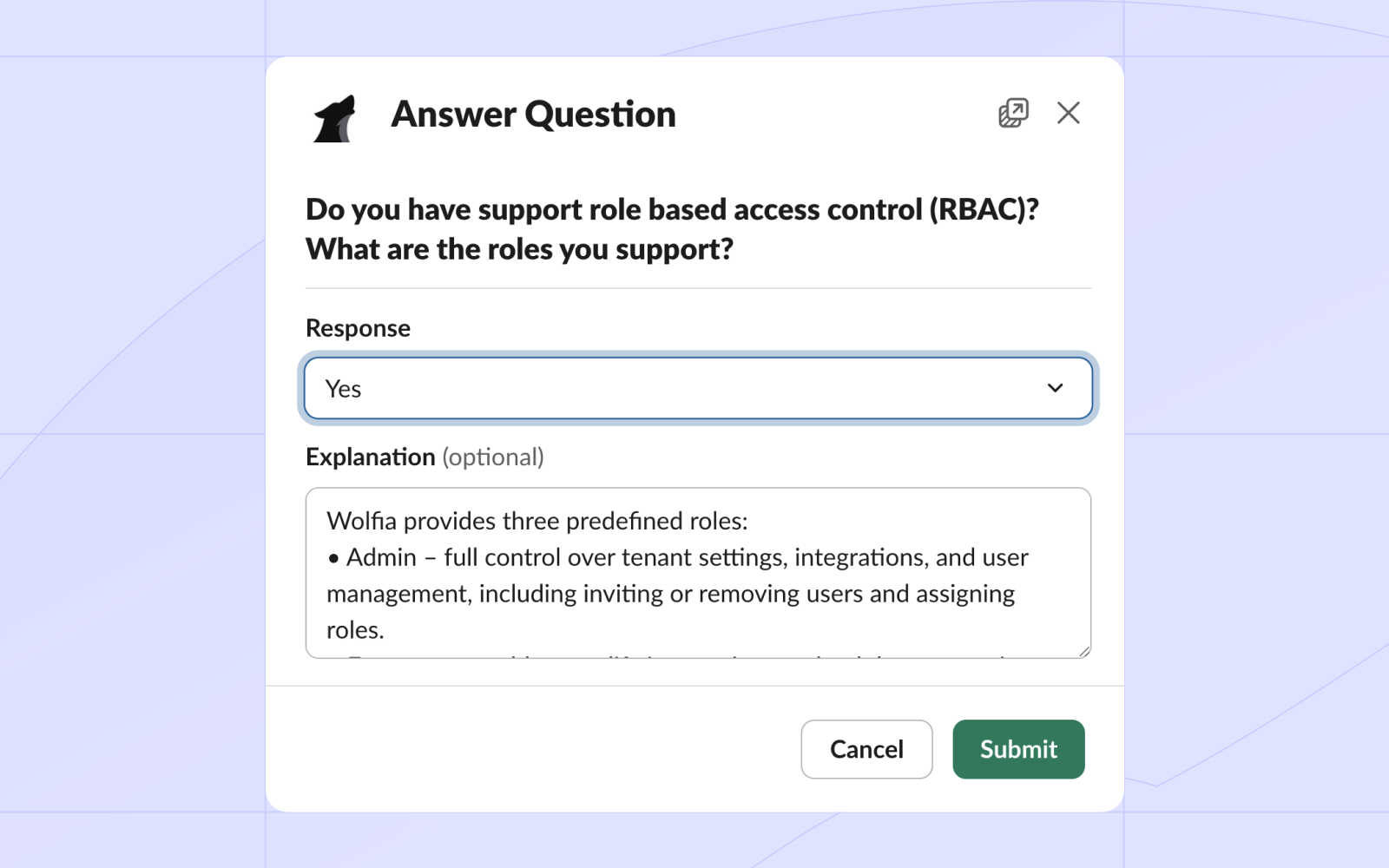 Answer questionnaires in Slack