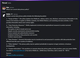 Wolfia answering in Slack with citations