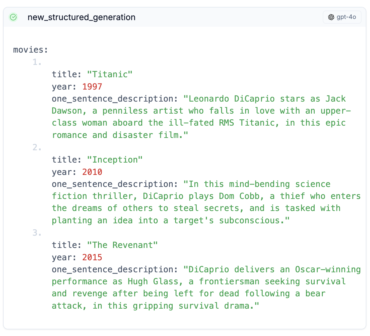 Stuctured Generations in the Runner