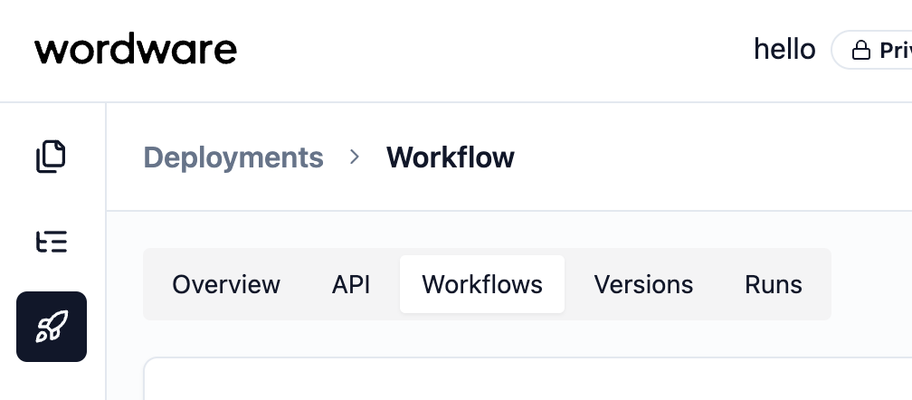 Workflows tab