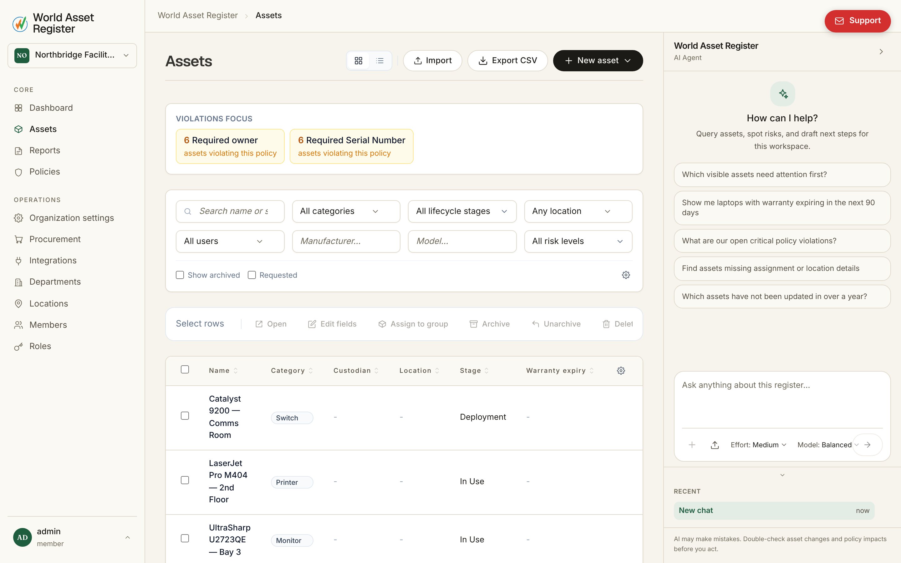 The asset register