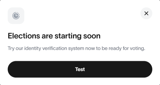 Vote modal with Test button