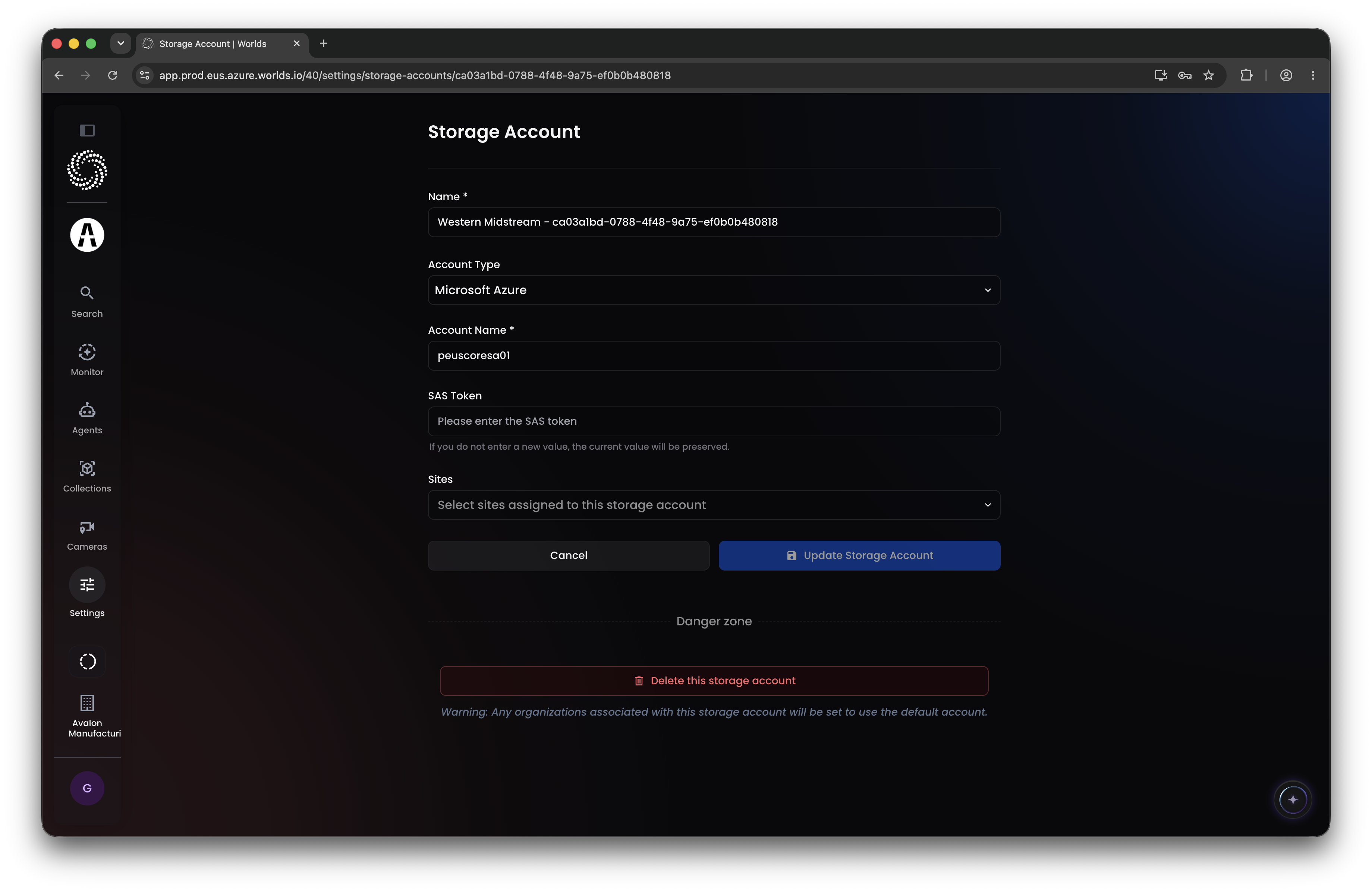 Worlds Storage Account