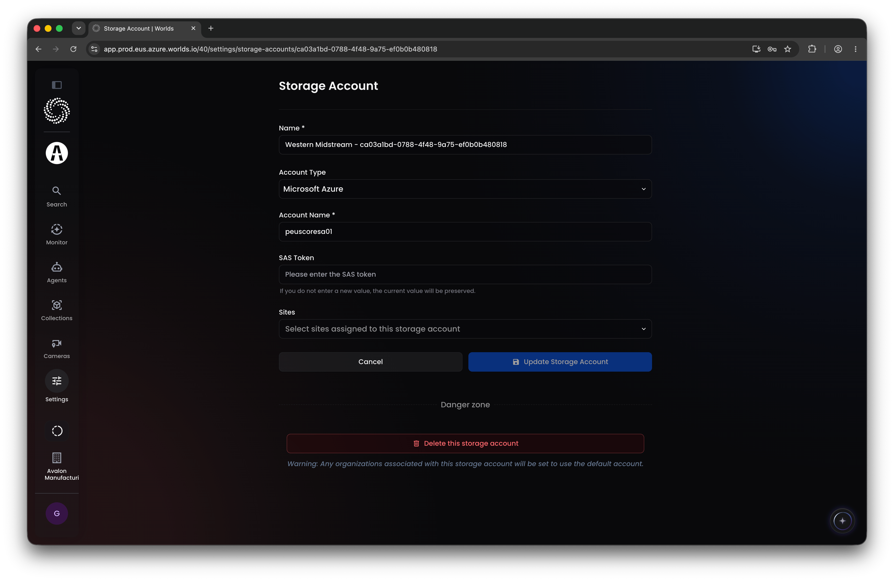Worlds Storage Account