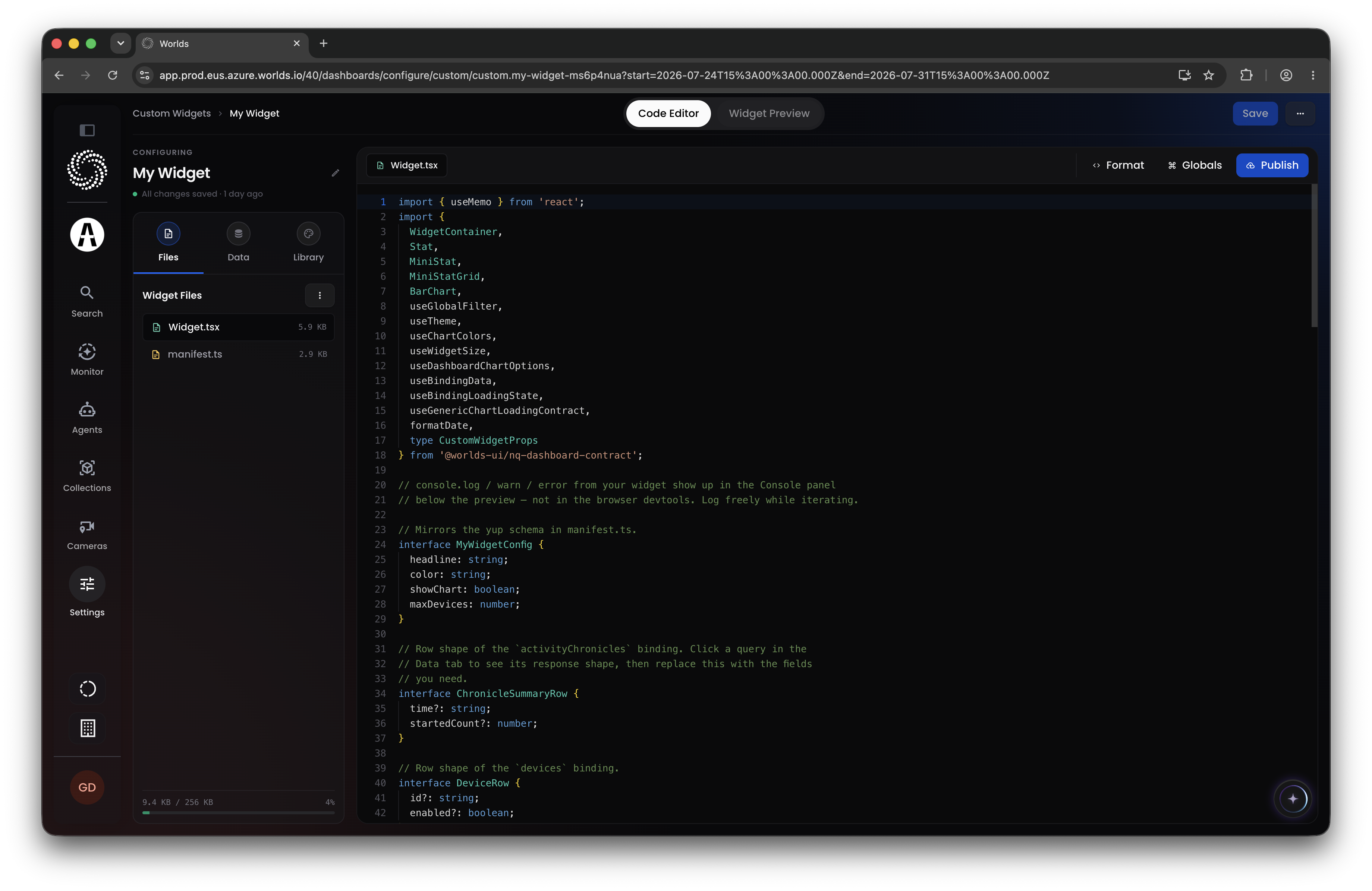 Worlds Widget Code