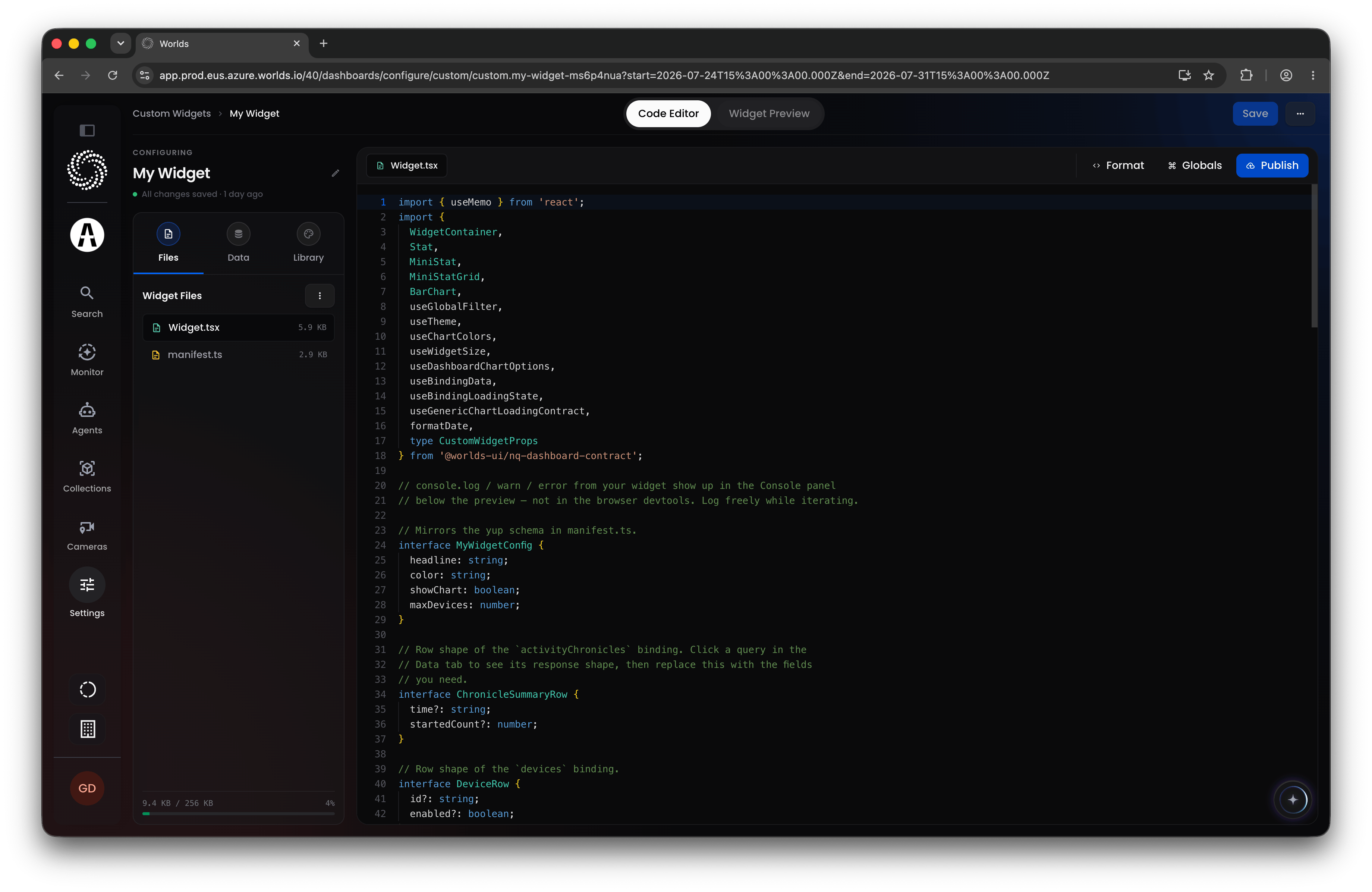 Worlds Widget Code