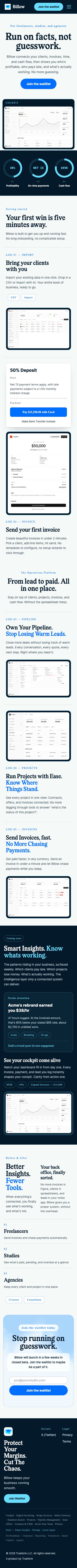 Billow redesign — full mobile page