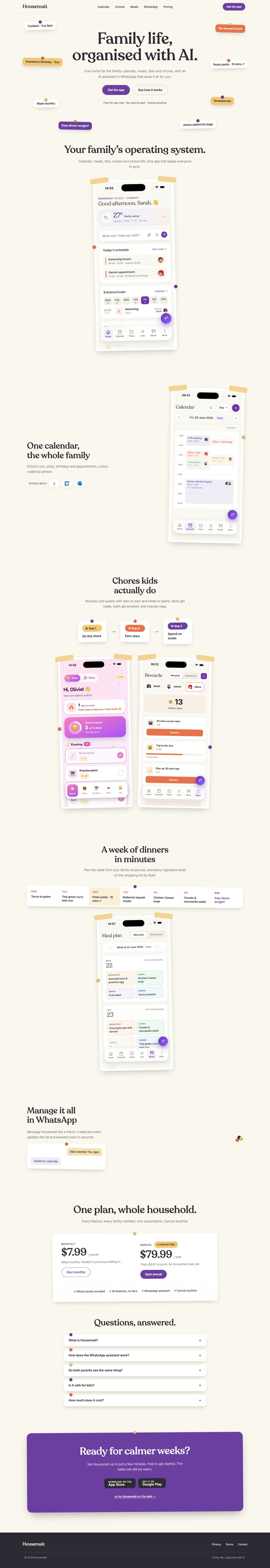 Housemait redesign — full desktop page