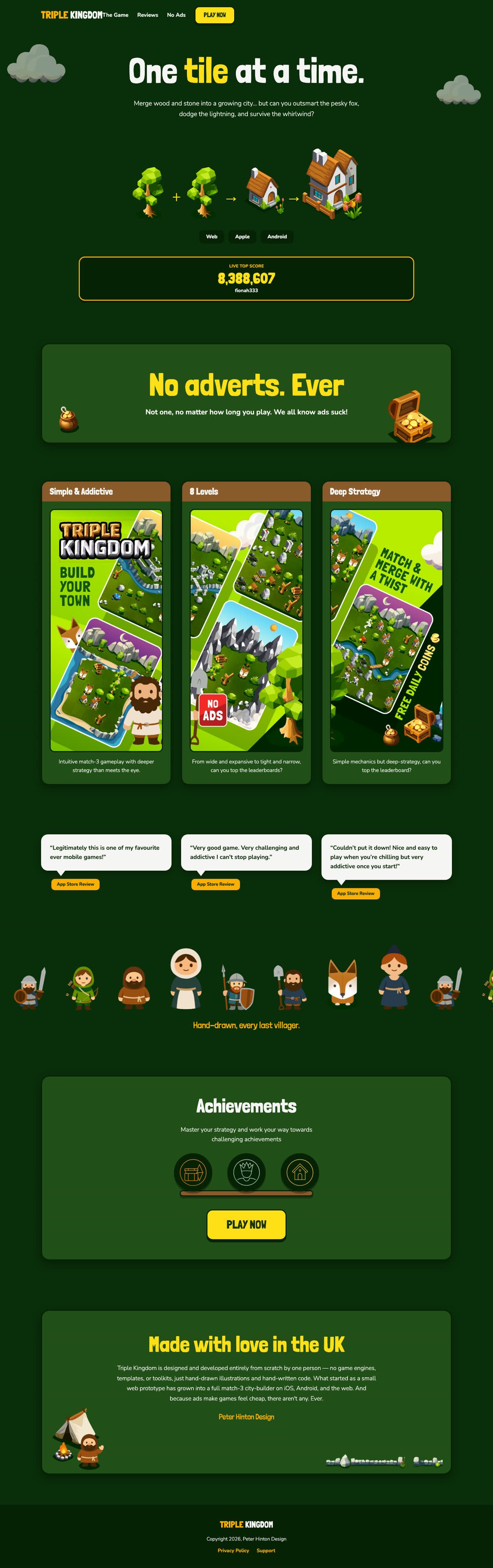 Triple Kingdom redesign, full desktop page