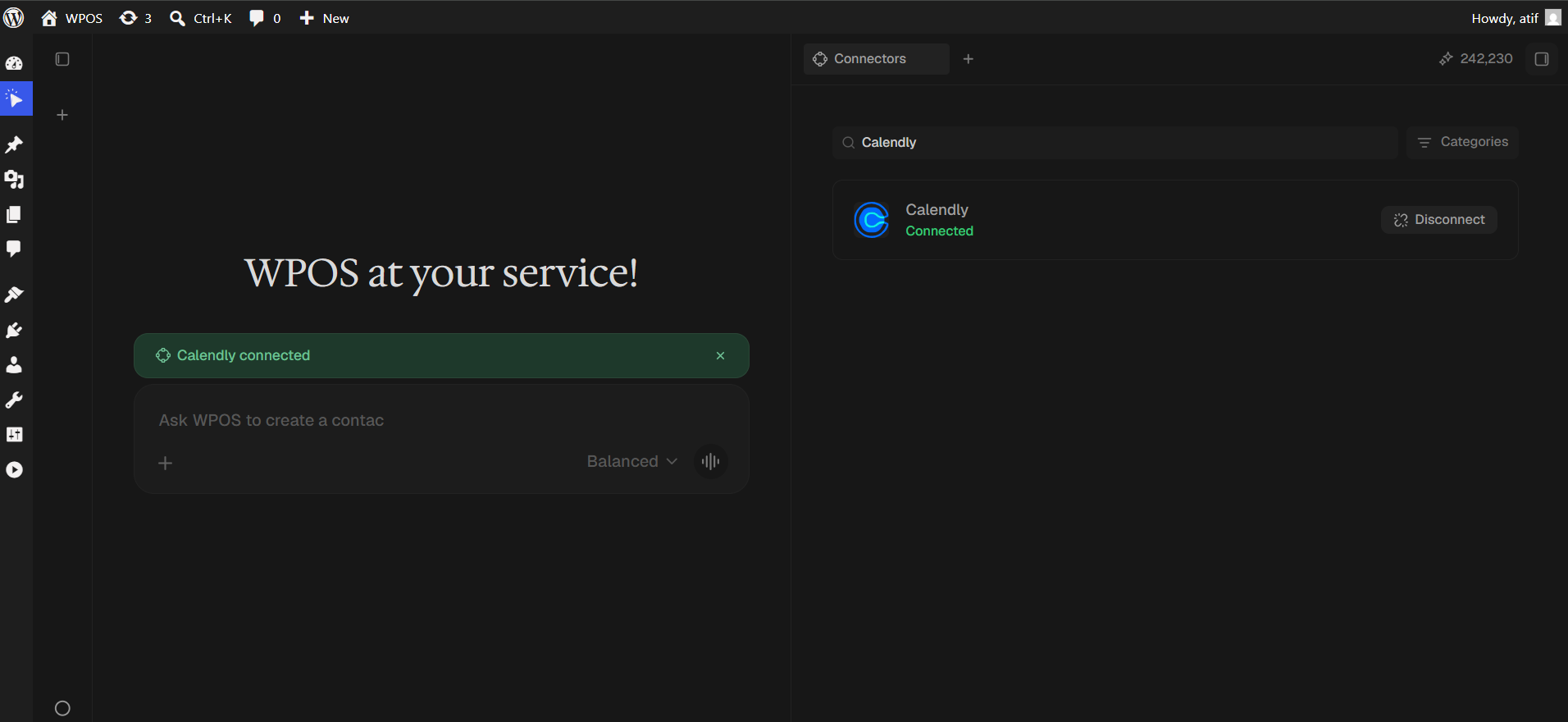 The Calendly row showing Connected with a Disconnect button.