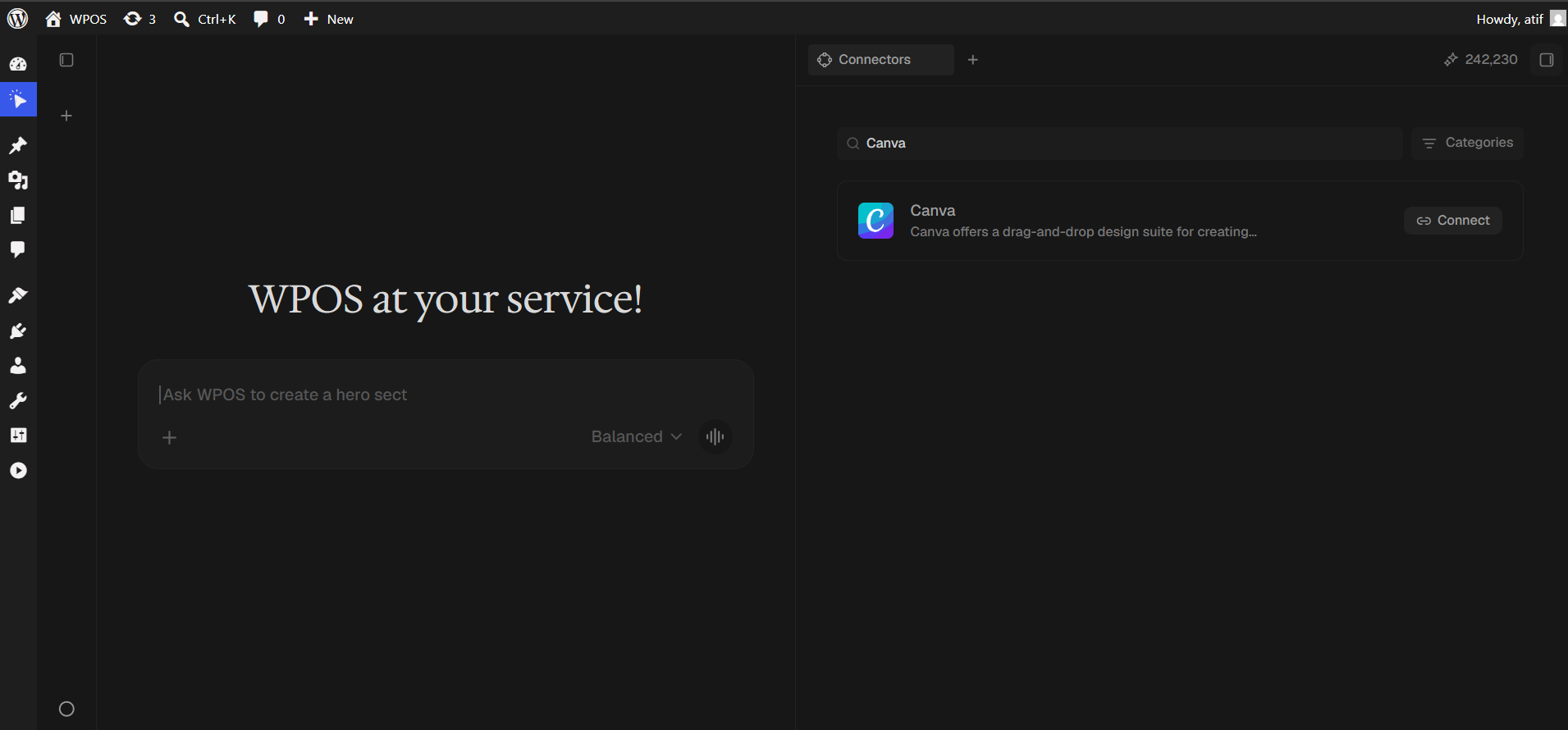 The Canva row with a Connect button.