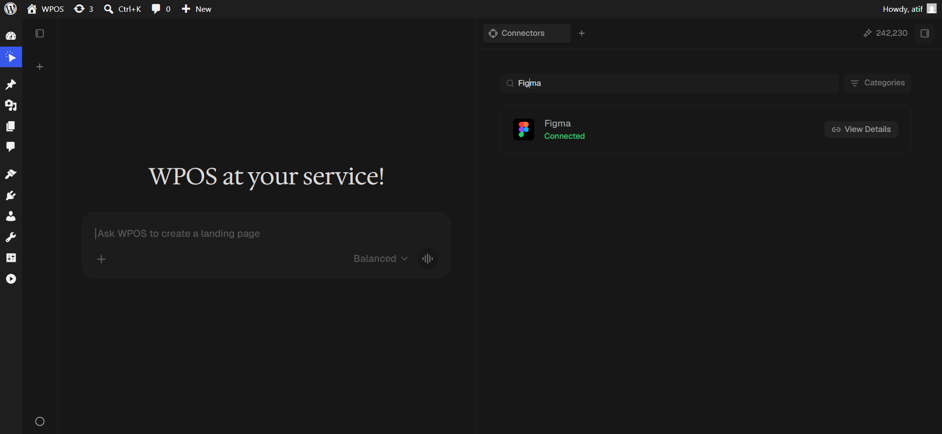 The Figma row showing Connected with a View Details button.