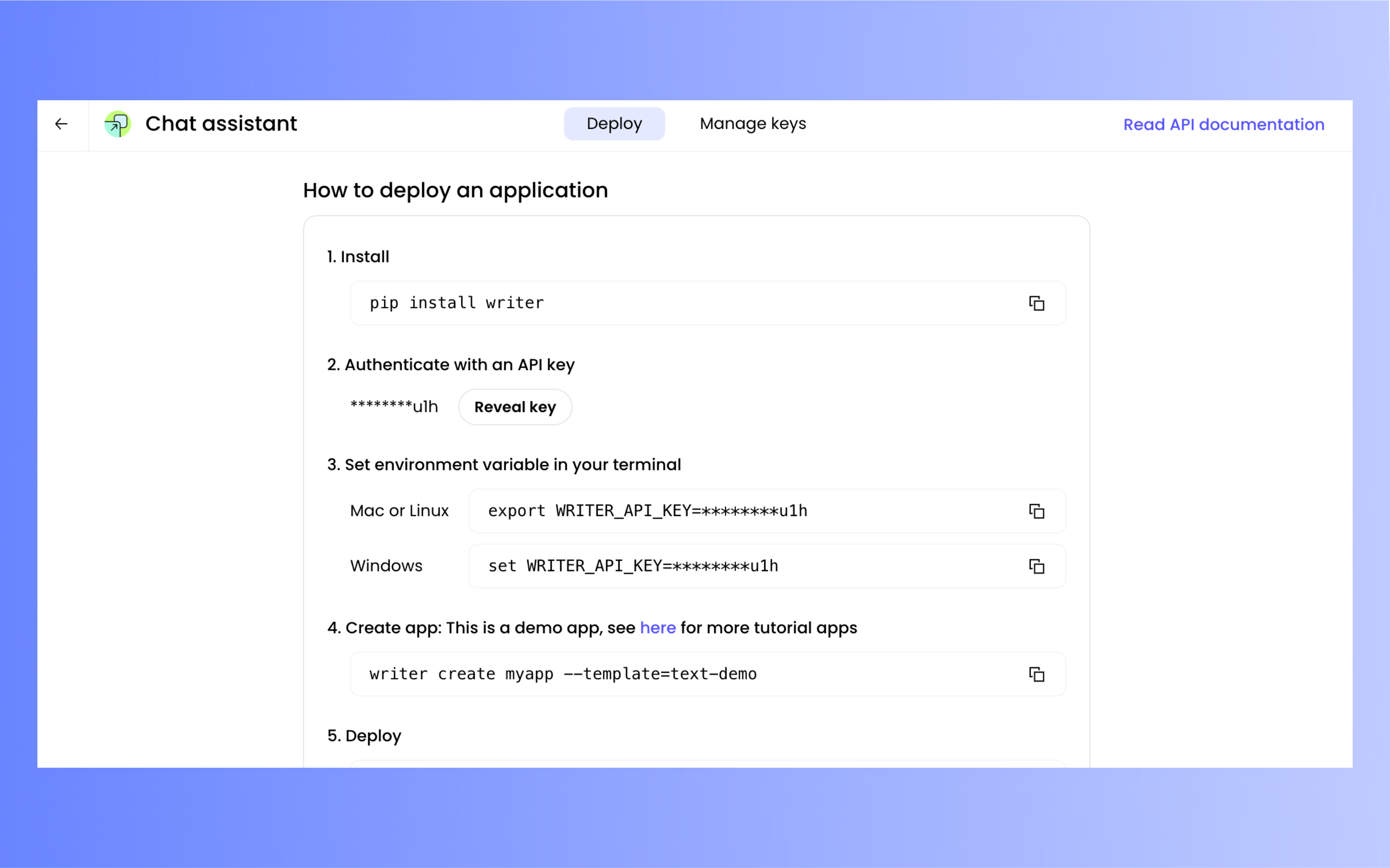"How to deploy an application" page