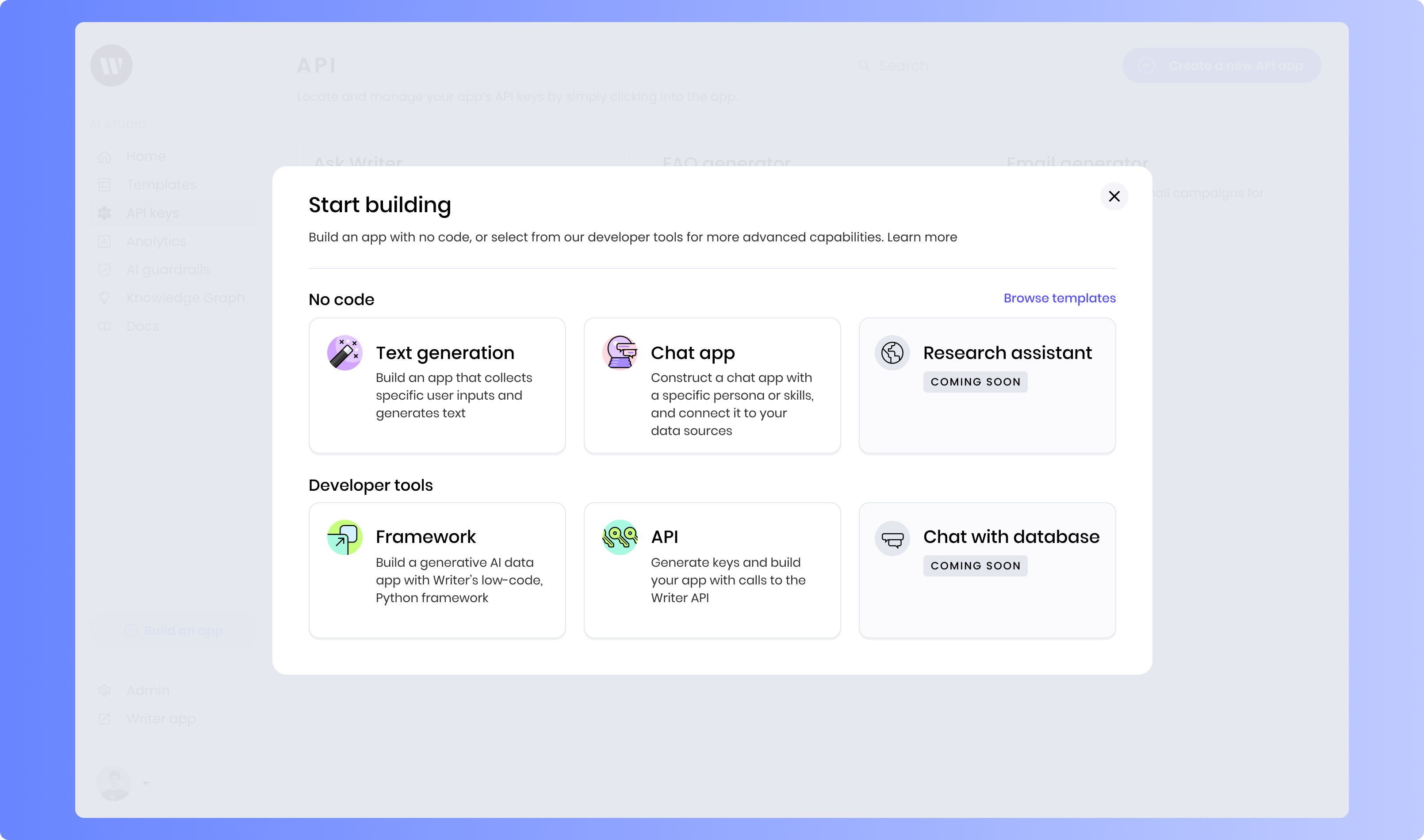 App type selection