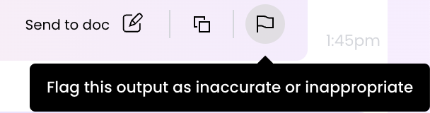Button to flag a response within a chat
