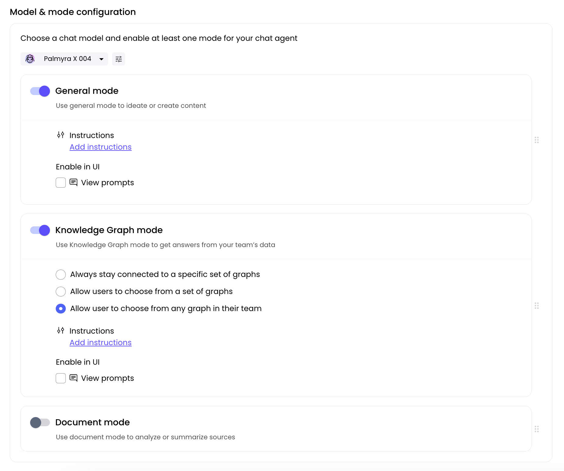 Choosing a mode for your agent with chat capabilities