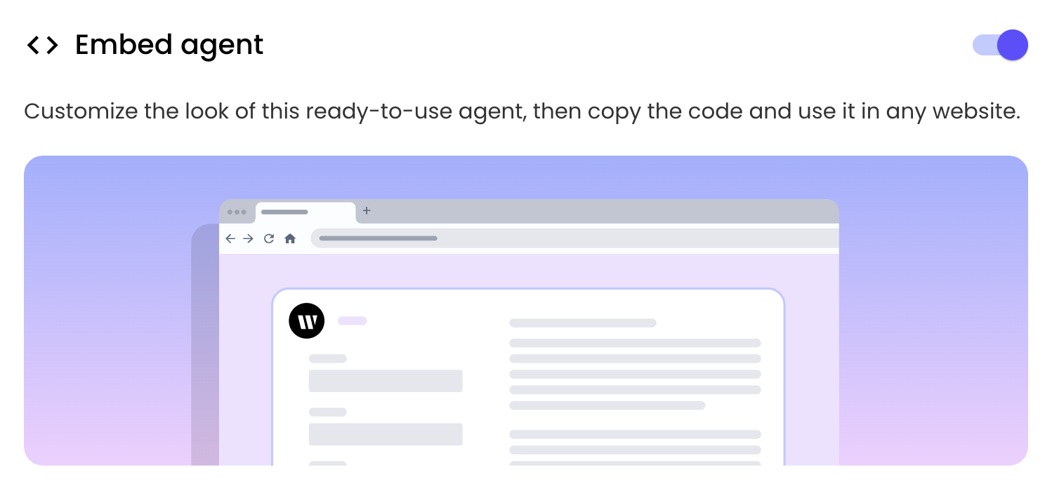 Embedding an agent