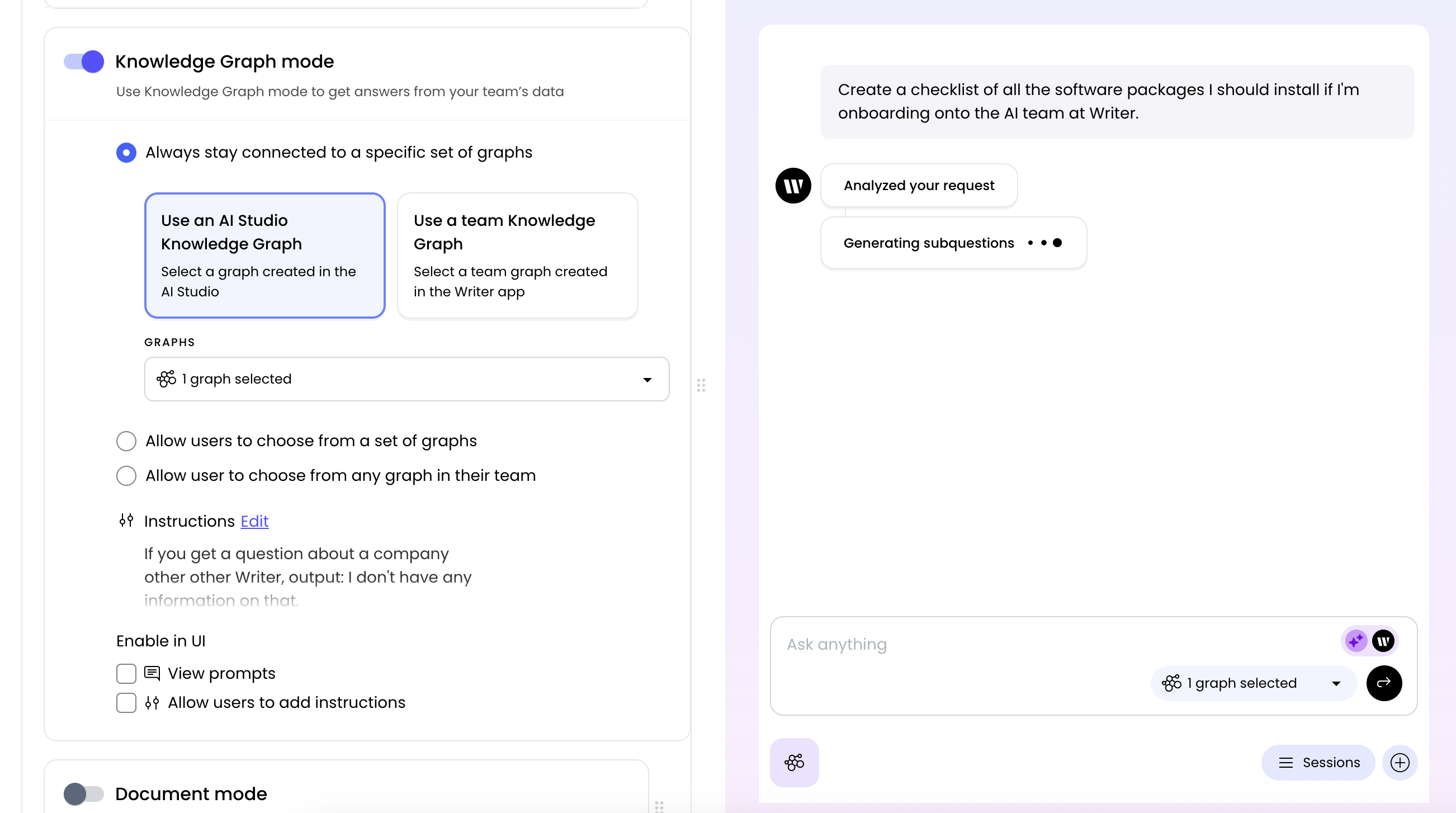 Example of a chat agent with Knowledge Graph