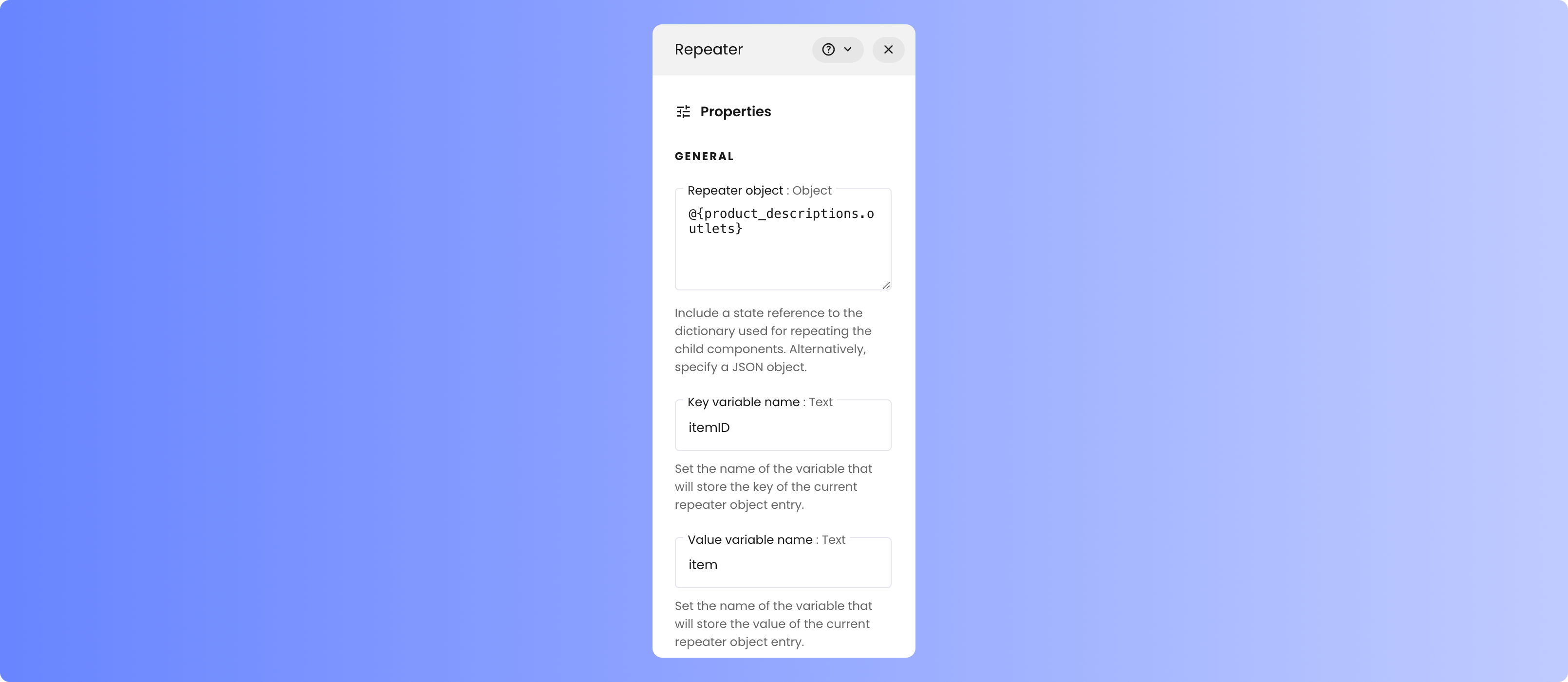 Repeater settings