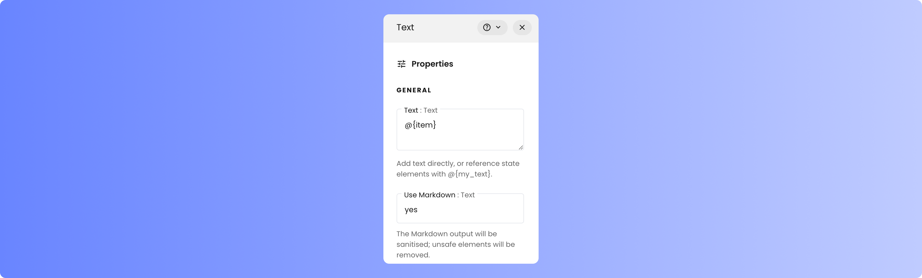 Text settings