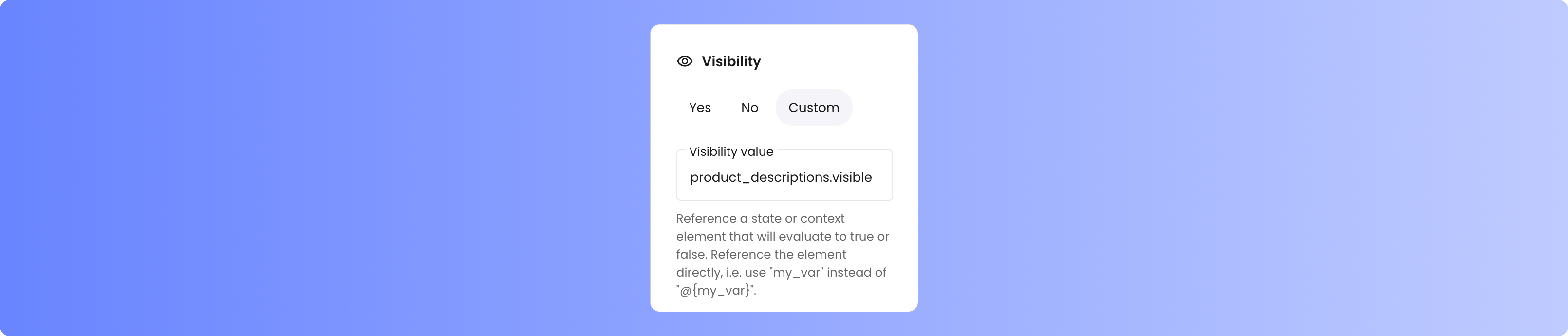 Tab container visibility settings