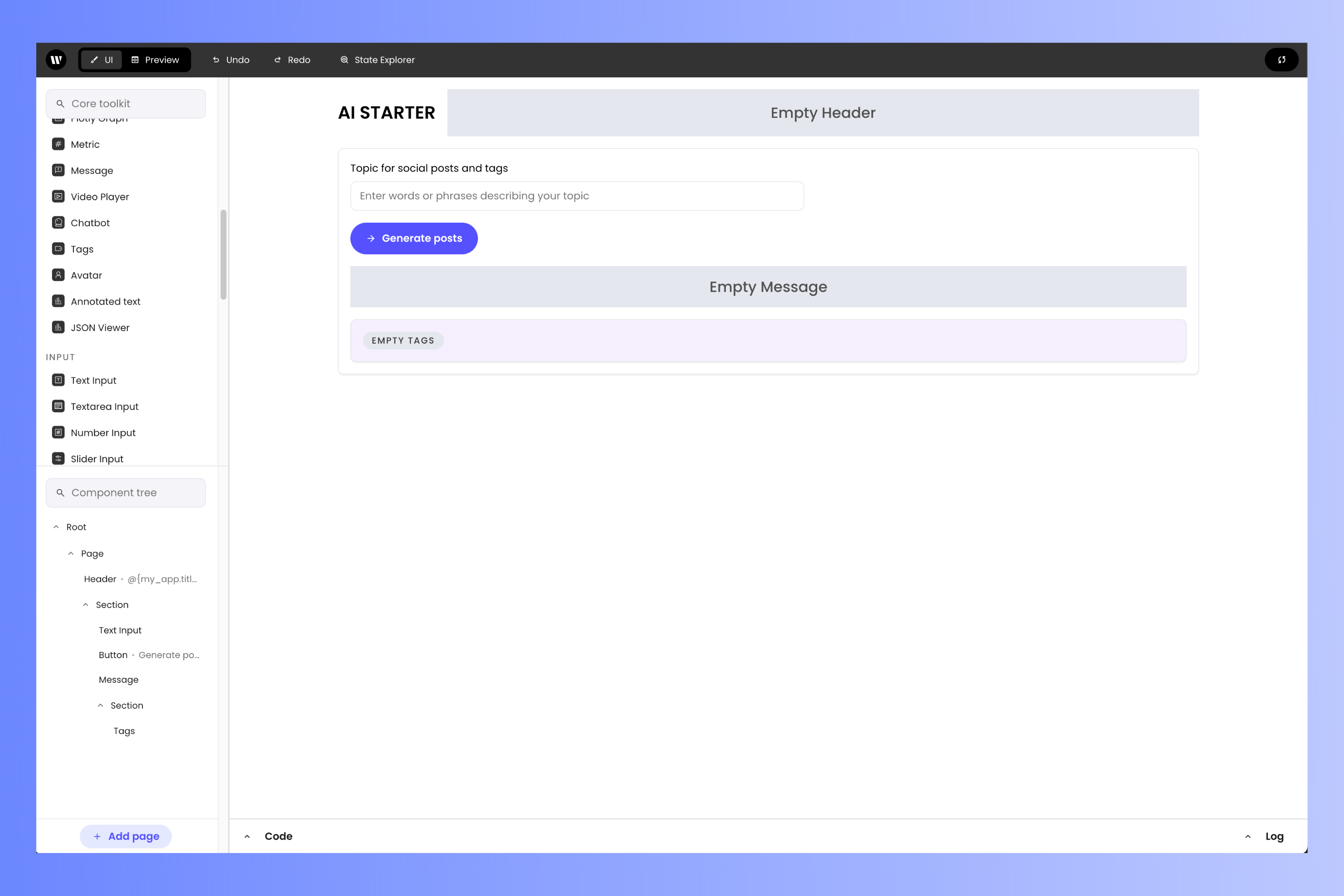 The tags component