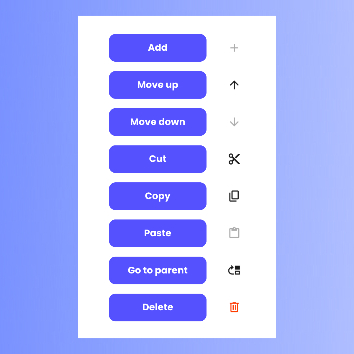 The Component shortcuts bar, with labels