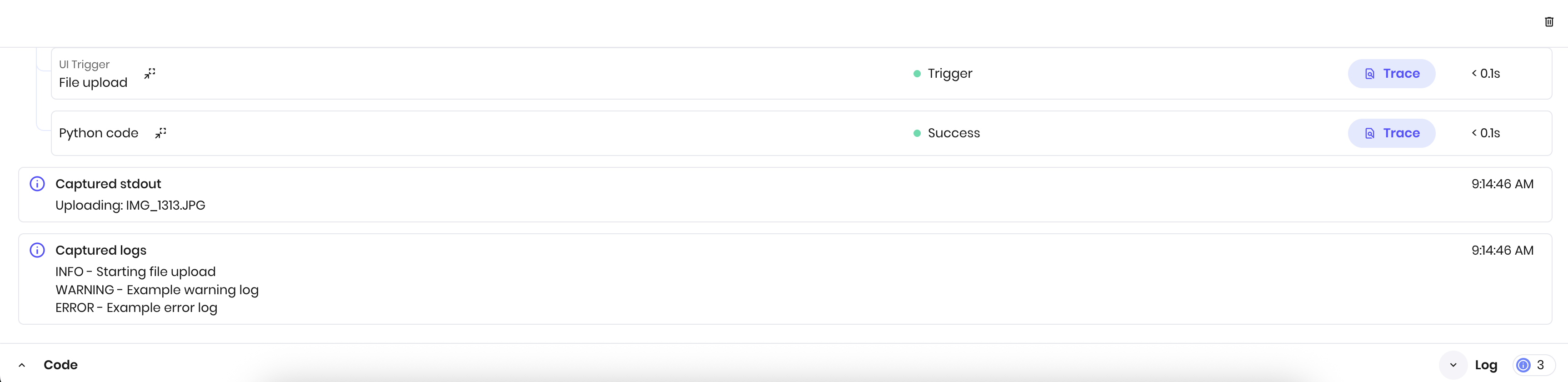 Log messages in logs