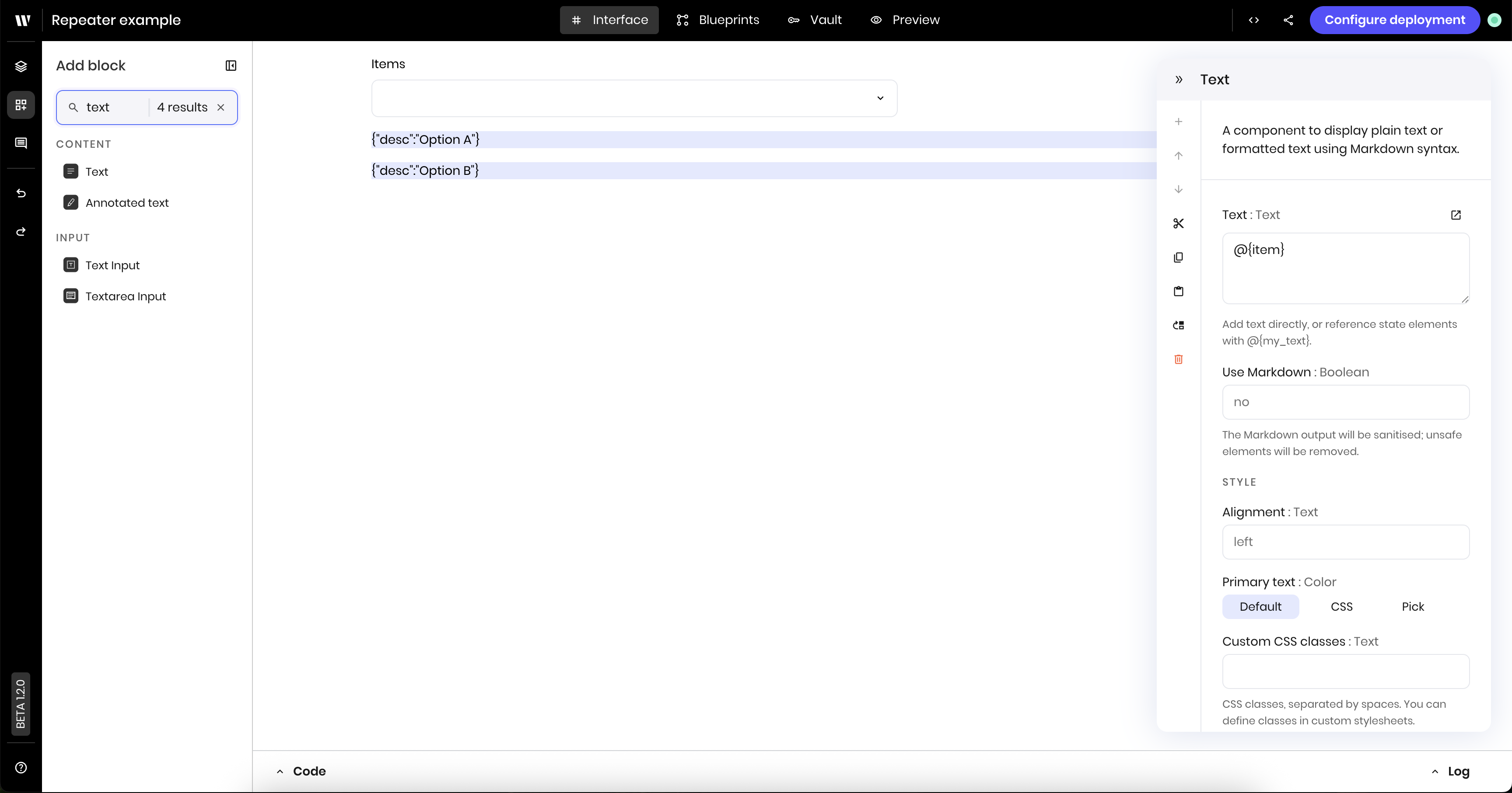 Text component