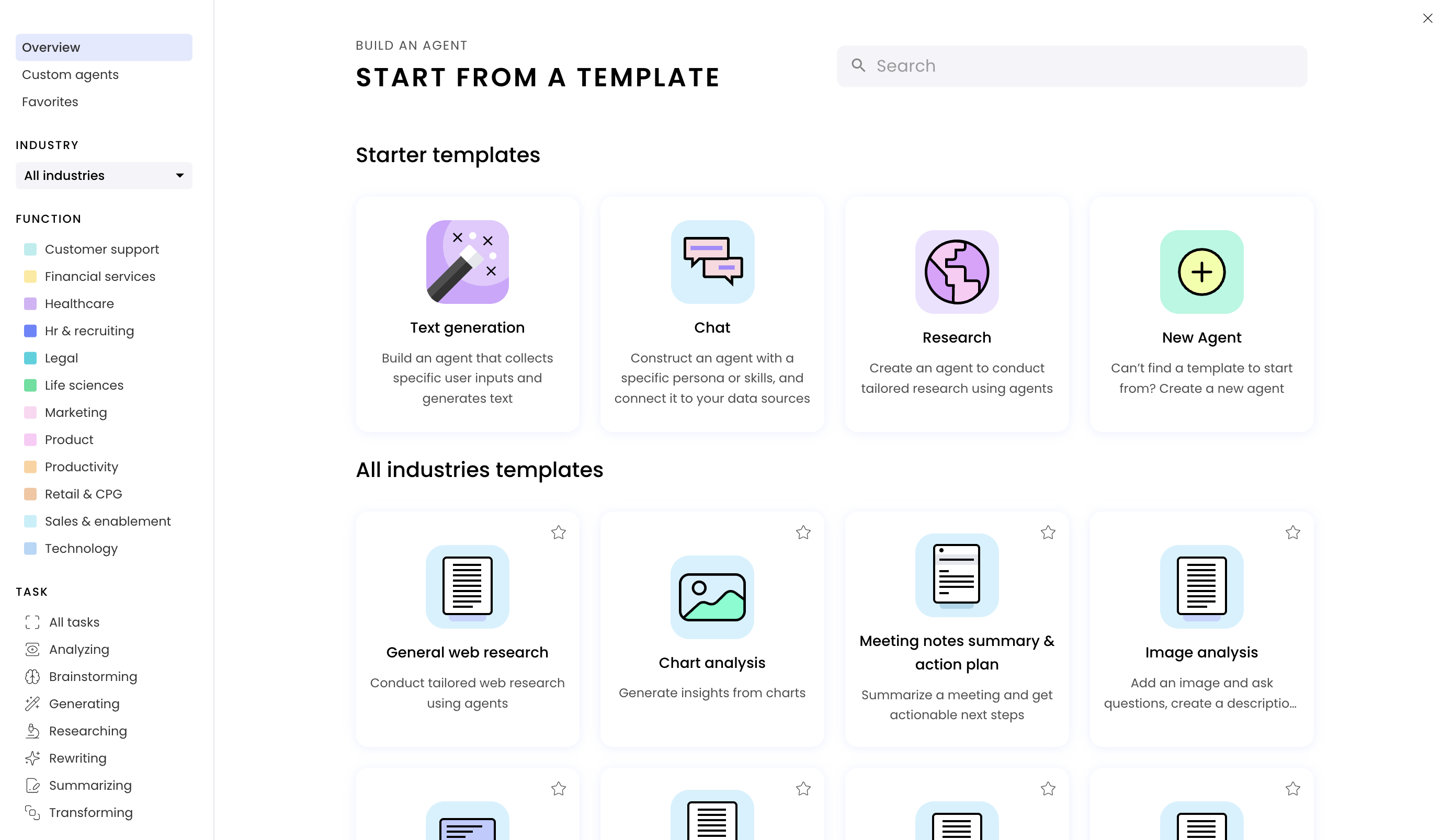 Agent creation options