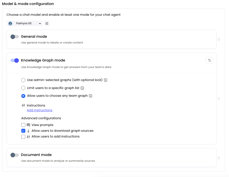 Choosing a mode for your agent with chat capabilities